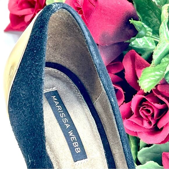 Marissa Webb Stiletto Heel Pump Size 8 Black Gold & Silver Leather Pointed-Toe - Picture 9 of 16